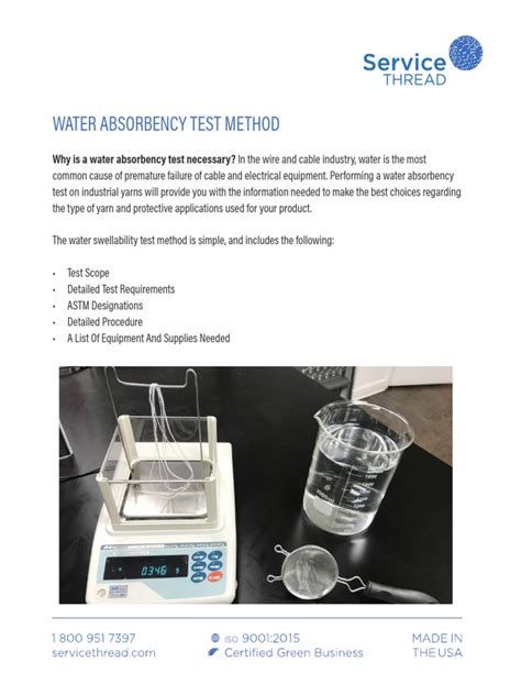 water absorbency test